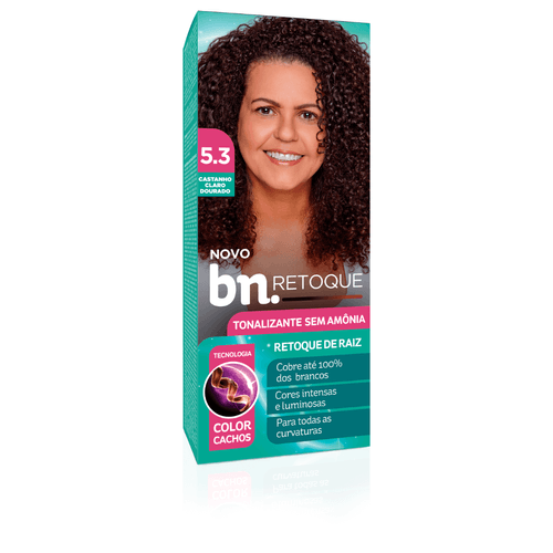 Tonalizante Castanho Claro Dourado 5.3 Sem Amônia 90g | bn.Cachos